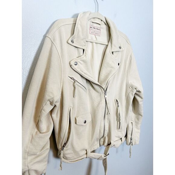 Free People We the Free Rebel Rebel Knit Moto Jacket Vanilla - Picture 6 of 12